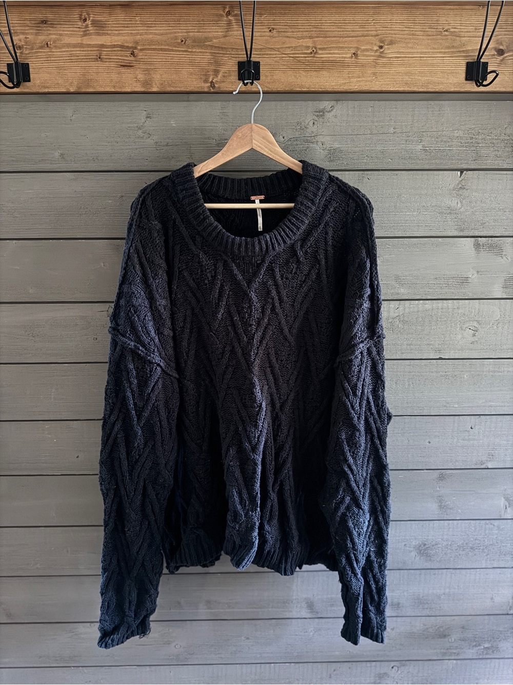 Free People Black Isla Cable Tunic